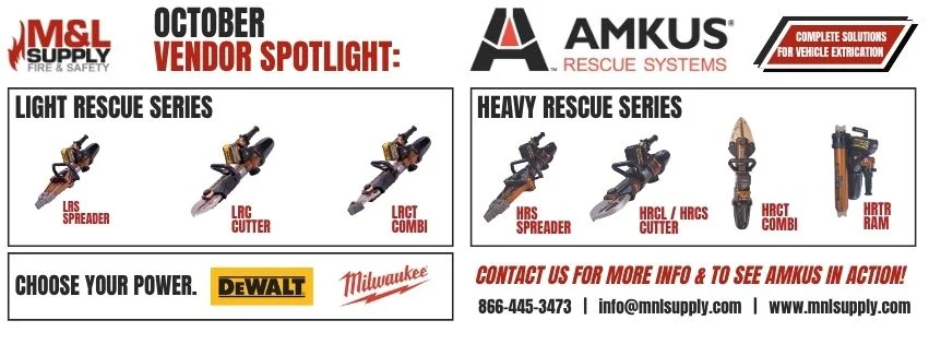 October Vendor Spotlight featuring Rescue tools from AMKUS. Contact info@mnlsupply.com for more information